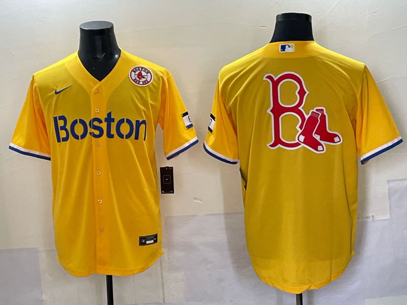 Men Boston Red Sox blank  yellow 2025 Nike MLB Jersey 01